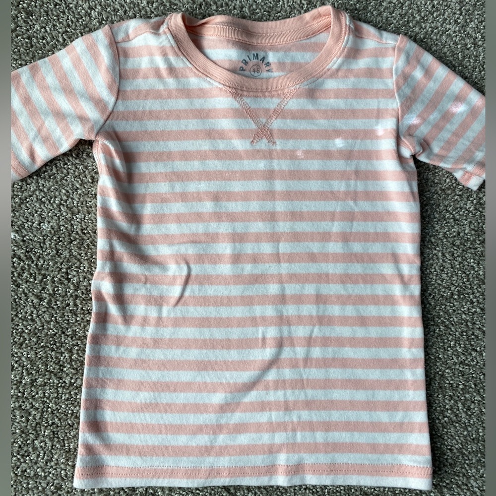 🍄 Primary PJ top, pink stripe, size 4-5